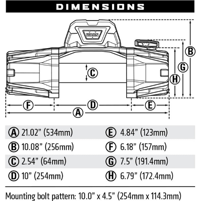 Warn VR EVO 10 Winch Steel Rope Model 103252
