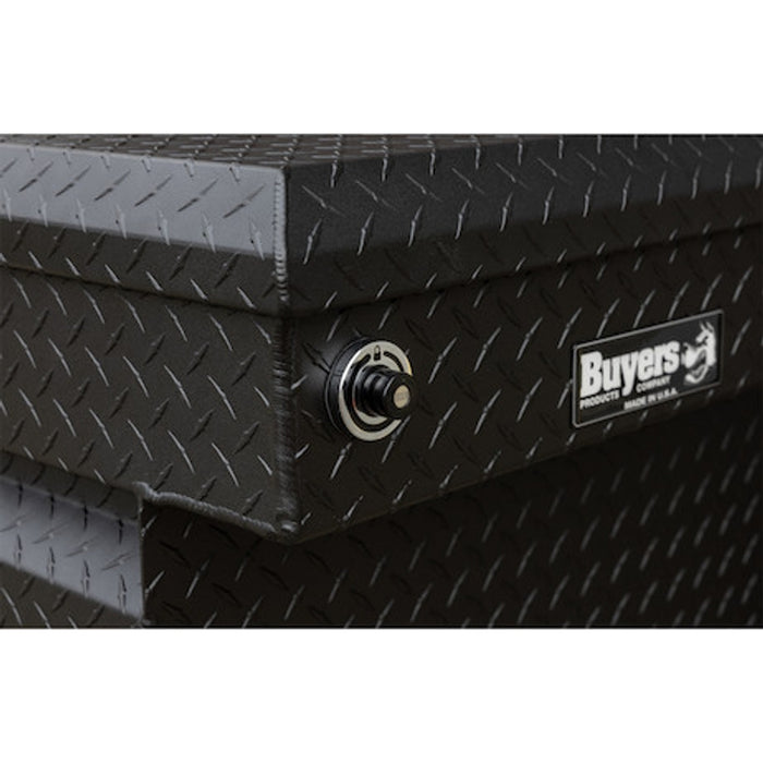 Buyers Products 23x27x71 Inch Textured Matte Black Diamond Tread Aluminum Crossover Truck Box Model 1739450