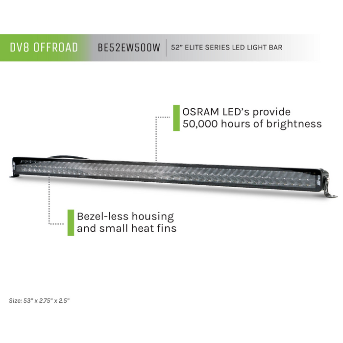 DV8 Offroad 52-Inch Elite Series Led Light Bar Model BE52EW500W