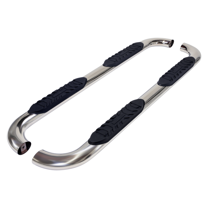 TrailFX 4" Oval Bent Step Nerf Bars W/ Step Pads Polished Stainless Steel Model A1005S