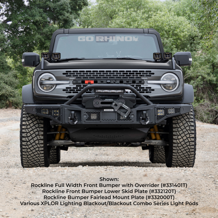 Go Rhino Rockline Winch-Ready Front Full Width Bumper With Overrider For Ford Bronco Model 331401T