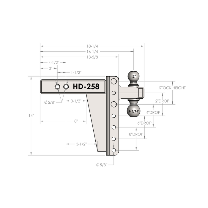 BulletProof Hitches 2.5" Heavy Duty 8" Drop/Rise Hitch Model HD258