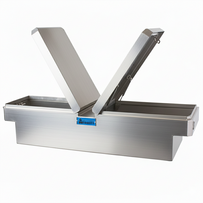 Merritt Gull Wing Crossover Tool Box Extra Deep Smooth Aluminum Bare Metal 19"H x 20"D x 70"L Full Size Trucks Model 710710-221