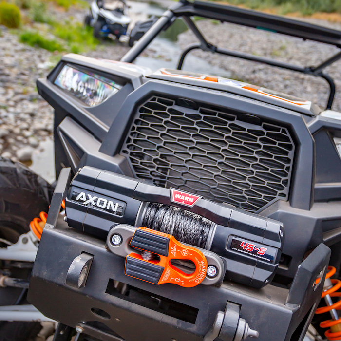 Warn AXON Plow Mode 45-S Powersports Winch 4500 Pull Capacity 50" Of 1/4 Spydura Synthetic Rope With Black Hook Model 110240