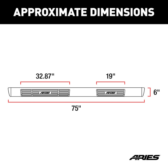 ARIES 6" x 75" Polished Stainless Oval Side Bars, Select Chevrolet, GMC C, K Model 4444004