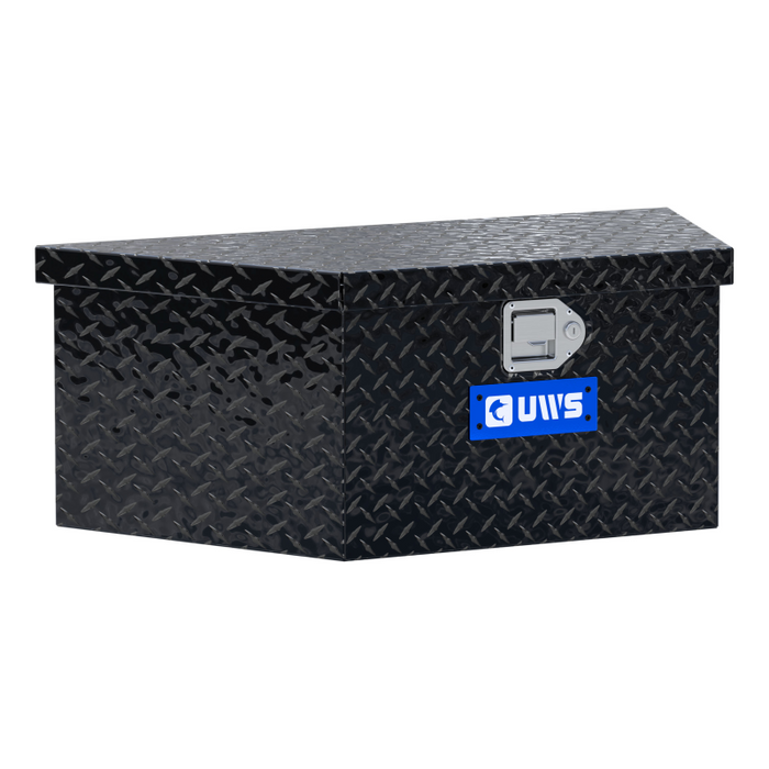 UWS Gloss Black Aluminum 34" Trailer Tongue Box with Low Profile Model TBV-34-LP-BLK