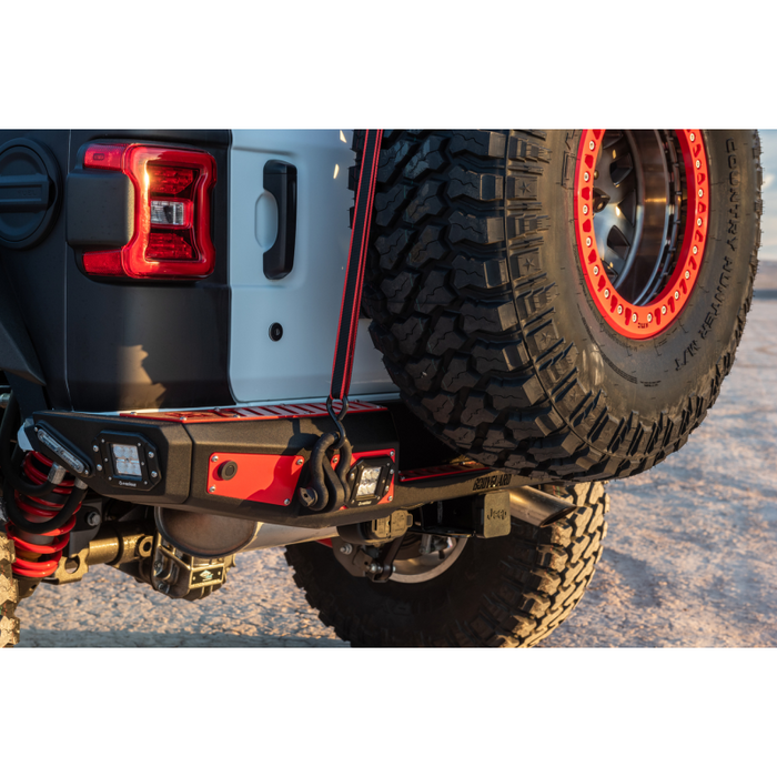 Bodyguard JL Rear Bumper Sensor Cutouts Reverse Light Cutouts Texture Black Powder Coat Model 56222T