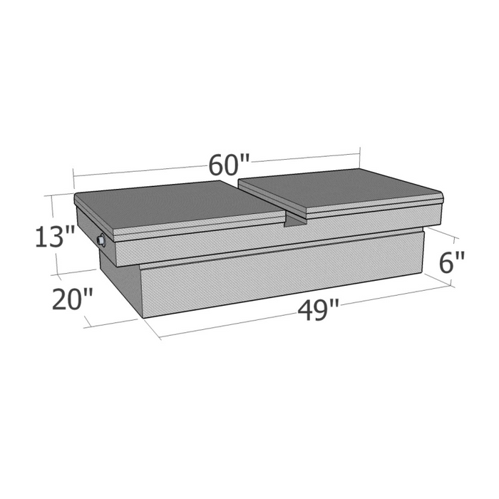 Brute Crossover Tool Box Gull Wing Lid Bright Aluminum Full Size Step Side & Down Size Shallow Depth Model RB153GW