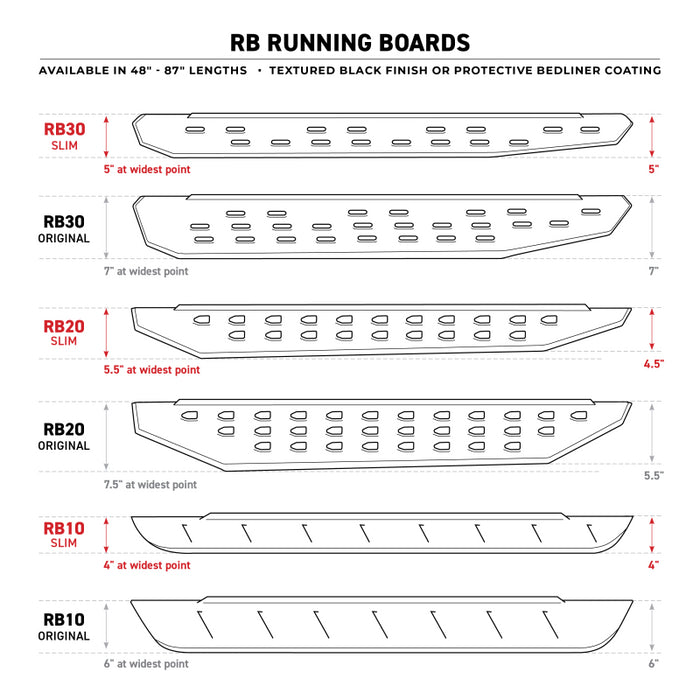 Go Rhino RB10 Running Boards with Mounting Brackets, 2 Pairs Drop Steps Kit Model 6344397320PC