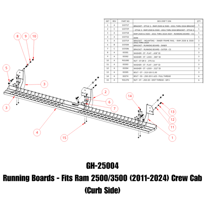 GEN-Y Running Boards - Fits Select Ram 2500/3500 (2011-2024) Crew Cab - RS & CS Model GH-25004