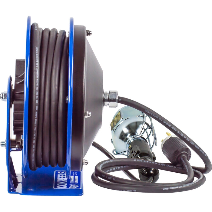 Coxreels PC10 Series Compact Spring Driven Cord Reel Incandescent Caged Light 16 GA x 30 ft. - Cord Included Model PC10-3016-E