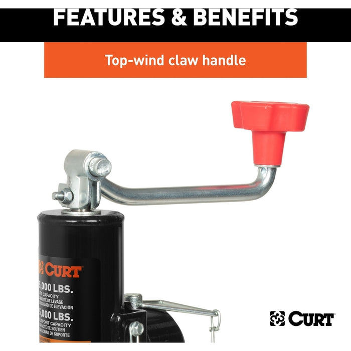 CURT Weld-On Pipe-Mount Swivel Trailer Tongue Jack, 5,000 lbs. Support Capacity, 10-3/4 Inches Vertical Travel Model 25006