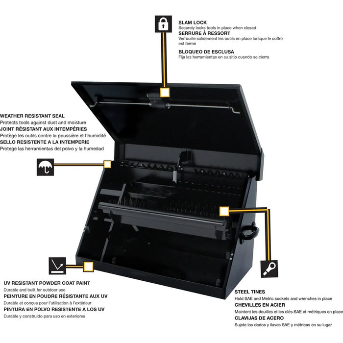 Montezuma 30 x 15 In. Steel Triangle® Toolbox Black Top Mount Toolbox DXTB30BB