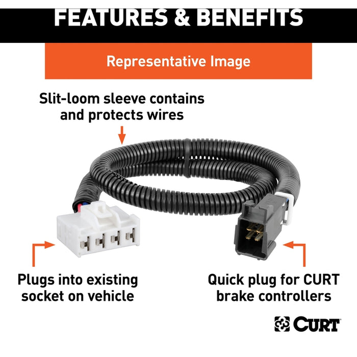 CURT Quick Plug Electric Trailer Brake Controller Wiring Harness, Fits Select Ford F150, F250, F350, F450, F550 Super Duty, Lincoln MKT, Navigator Model 51437