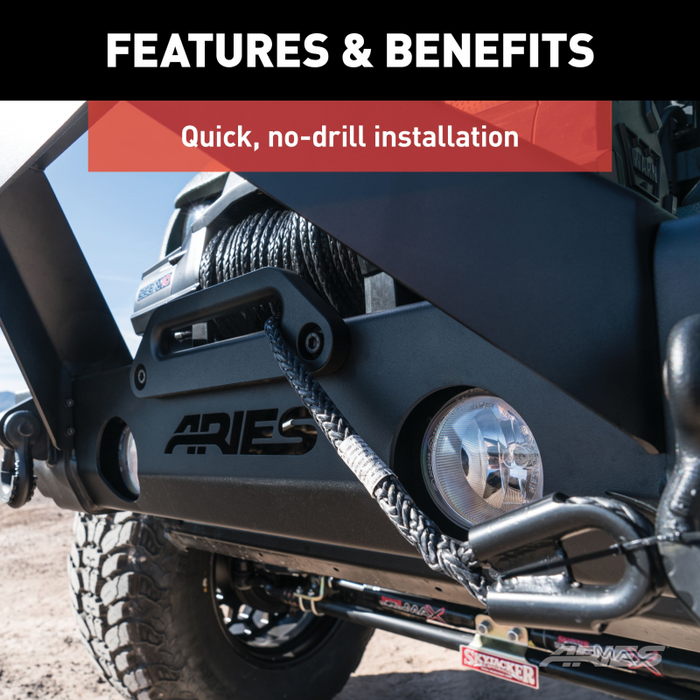 ARIES TrailCrusher Jeep Wrangler, Gladiator Steel Front Bumper Angular Brush Guard Model 2156050