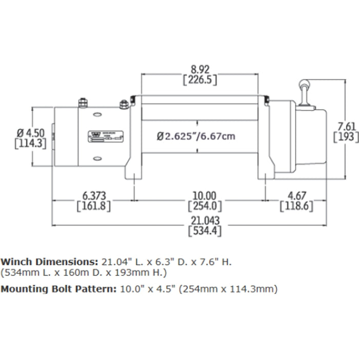 Warn M8-S Winch, Pull Capacity 8,000 lb, 100 Feet Synthetic Rope Model 87800