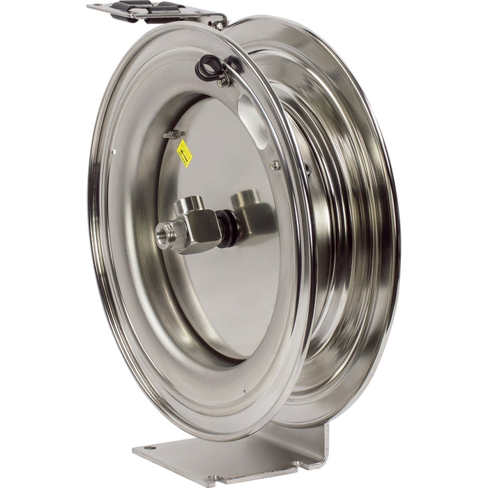 Coxreels P-SS Series Electro-Polished Stainless Steel Spring Driven Hose Reel 3/8 in. x 35 ft. 300 PSI Low Pressure - No Hose Model P-LPL-335-SS