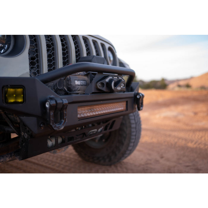 DV8 Offroad 2007-2025 Jeep GladiatorJT Wrangler JK JKU JL JLU Fs-7 Mid-Width Winch Front Bumper Model FBJL-07
