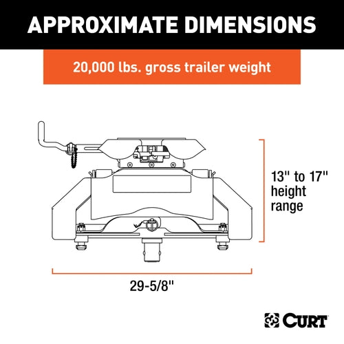 CURT Q20 5th Wheel Hitch, 20,000 lbs, Select Nissan Titan XD, 8-Foot Bed Puck System Model 16075