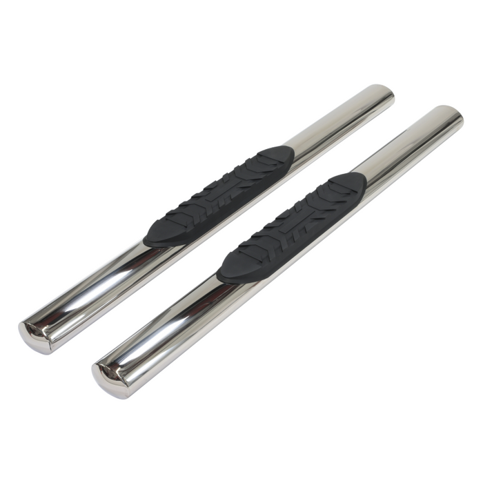 TrailFX 4" Oval Straight Step Nerf Bars W/ Step Pads Polished Stainless Steel Model A1558S