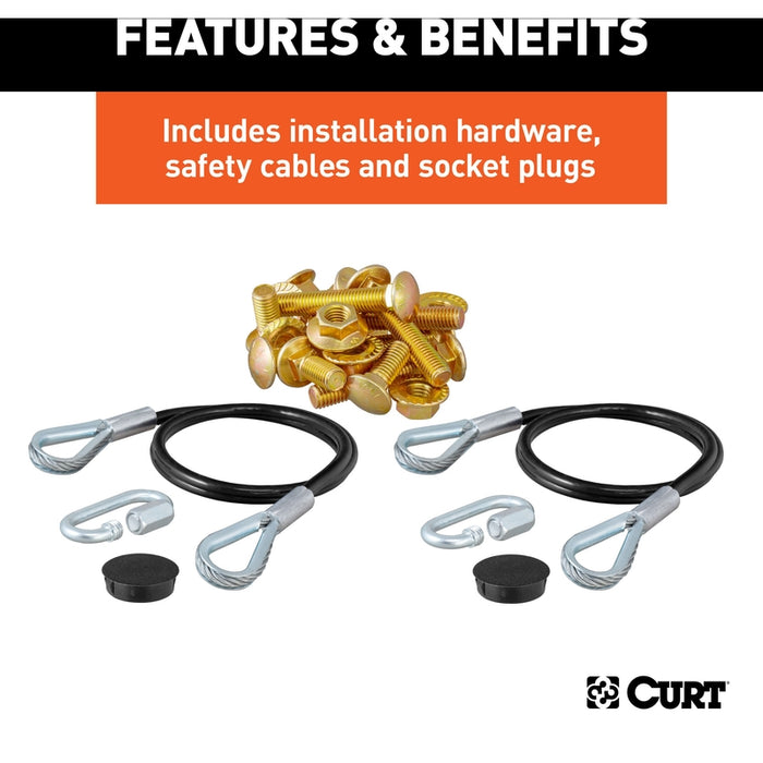 CURT Custom Tow Bar Base Plate Brackets for Dinghy Towing, Fits Select Ford Bronco with Modular or Standard D-Ring Bumper Model 70143