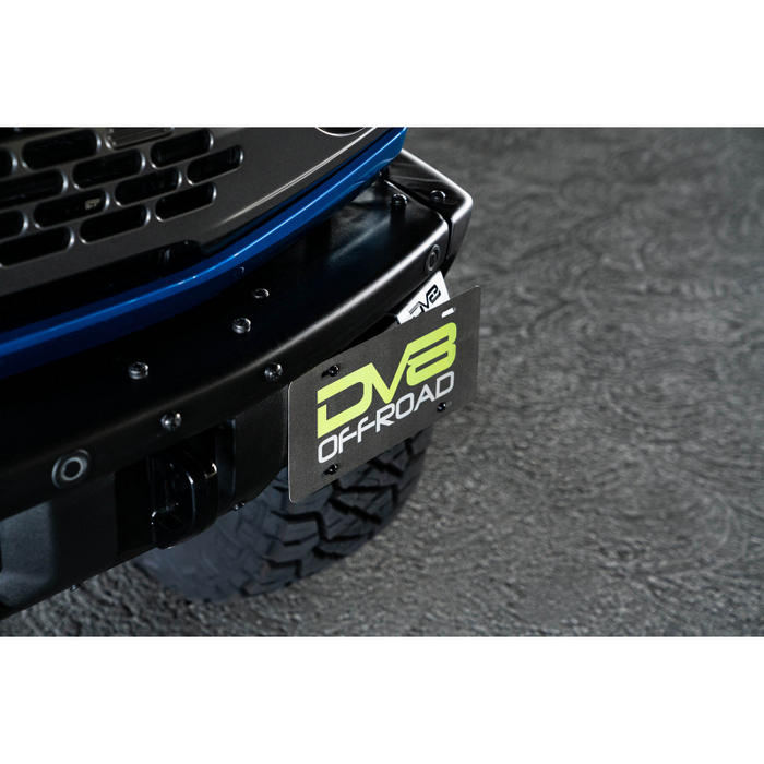 DV8 Offroad 2021-2026 Ford Bronco Factory Front Bumper License Relocation Bracket Model LPBR-02