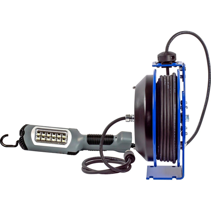 Coxreels PC Series Spring Driven Cord Reel 16 AWG x 50 ft. SJTO Cord 25A 600V LED Light With Tool Tap Handle - Cord Included Model PC13-5016-K