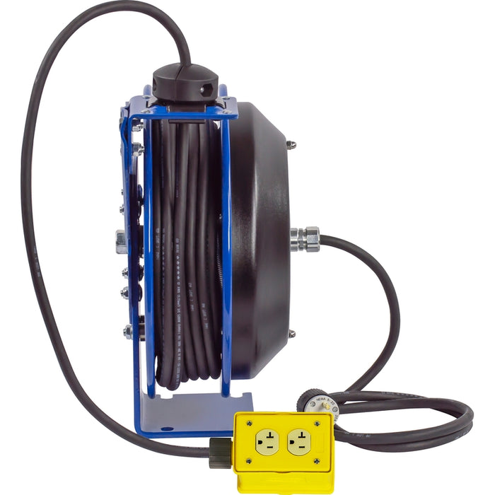 Coxreels PC Series Spring Driven Cord Reel Quad Industrial Receptacle 12 GA x 50 ft. - Cord Included Model PC13-5012-B