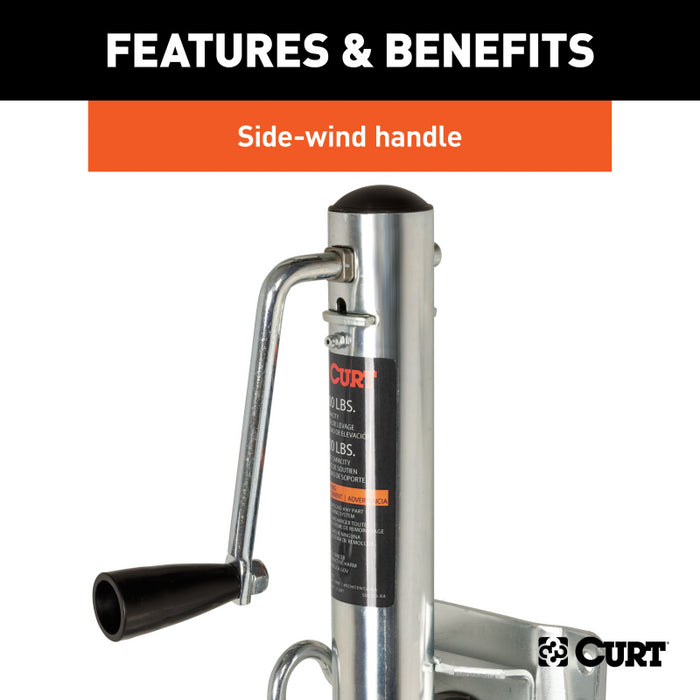 CURT Marine Trailer Jack with 6" Wheel (1,000 lbs, 10" Travel) Model 25004