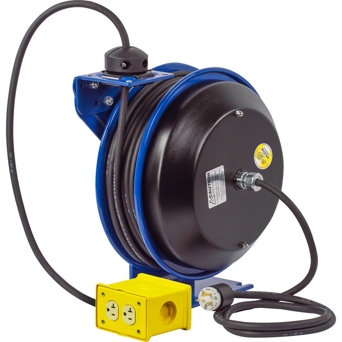 Coxreels EZ-PC Series Safety System Spring Driven Cord Reel 12 AWG x 100 ft. Quad Receptacle - 600V 25 Amp - Cord Included Model EZ-PC24-0012-B
