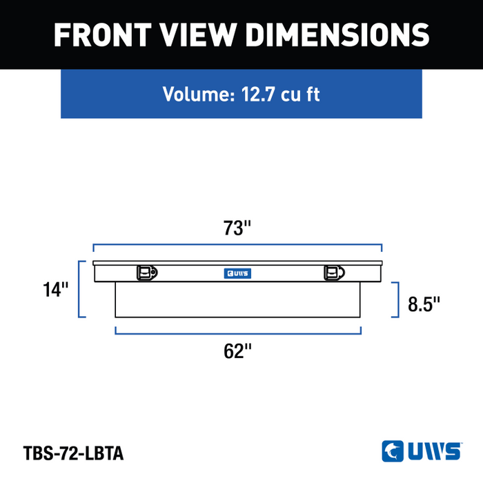 UWS 72" Extra-Wide Crossover Truck Tool Box Model TBS-72-LBTA