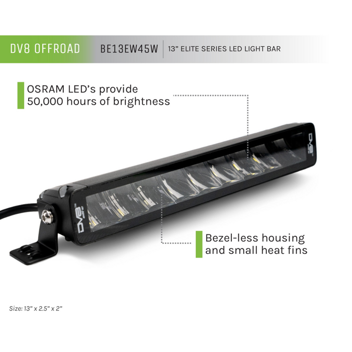DV8 Offroad 13-Inch Elite Series Led Light Bar Model BE13EW45W