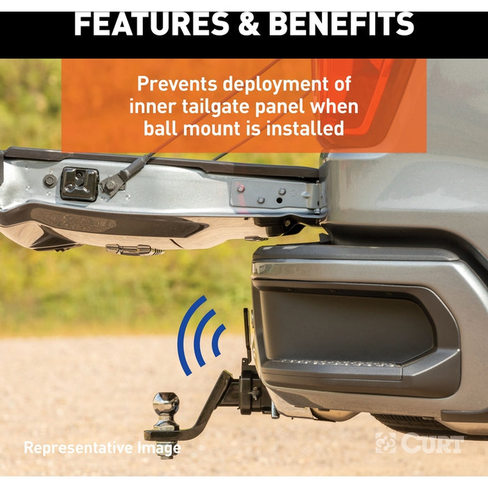 CURT Protective Tailgate Sensor with 2-1/2" Hitch Cap, Fits Select Chevrolet Multi-Flex, GMC Multi-Pro Model 58268