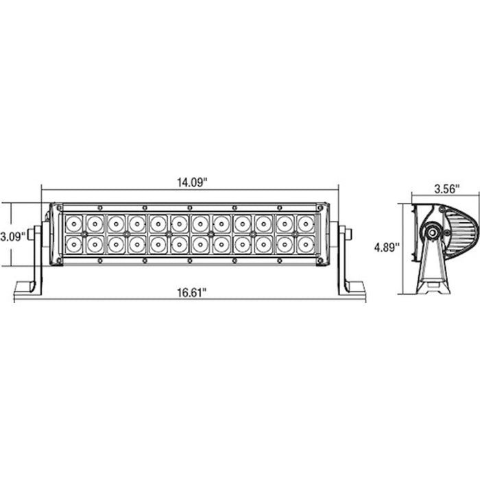 Buyers Products 14 Inch 6480 Lumen LED Clear Curved Combination Spot-Flood Light Bar Model 1492171