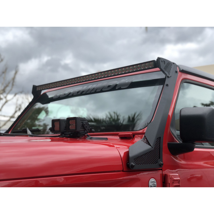 Go Rhino XE Windshield Light Mount for Jeep Wrangler JL/Gladiator JT, fits 50" Light Bar Model 730500T