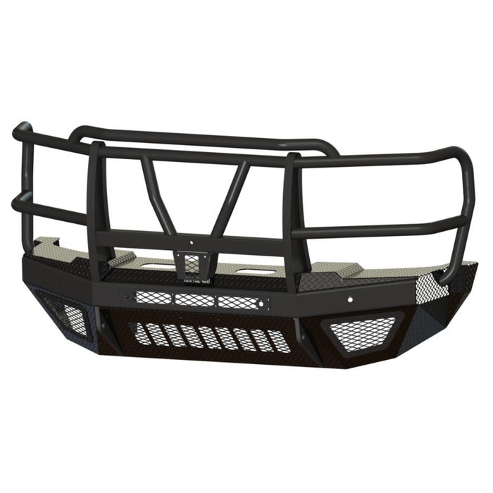Bodyguard T2 Front Extreme - Sensor Cutouts Factory Fog Cutouts Winch Mount Skid Plate W/O Mesh Grille No Camera Harness Gloss Black Powder Coat *Fits Oem F450/550 Fender Trim* Model EEF23DYWGNN