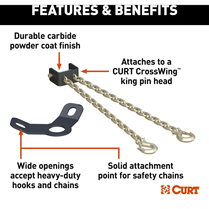 CURT CrossWing 5th Wheel Safety Chain Assembly with Gooseneck Anchor Plate Model 16614