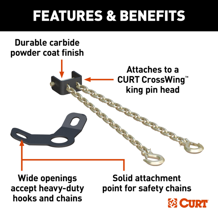 CURT CrossWing 5th Wheel Safety Chain Assembly with Gooseneck Anchor Plate Model 16614