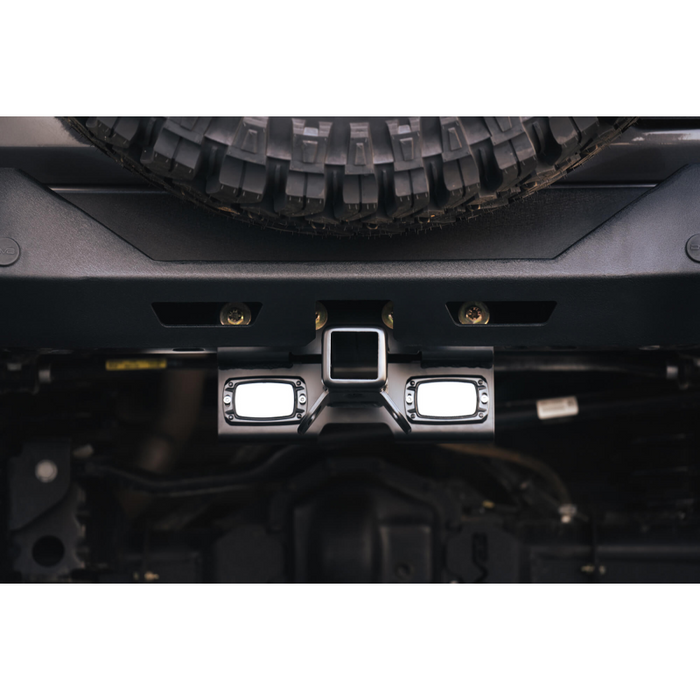 DV8 Offroad 2007-2025 Jeep Wrangler JK JKU JL JLU 2 and 4-Door Bolt-on Hitch with Lights Model AHJP-01
