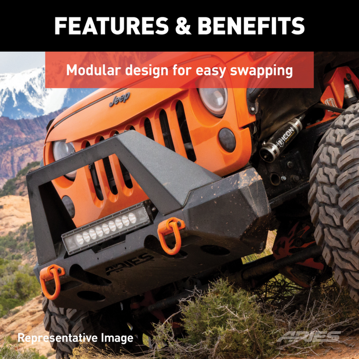ARIES TrailChaser Jeep Wrangler JL, Gladiator Aluminum Front Bumper (Option 2) Model 2082093