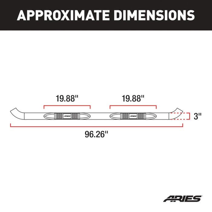 ARIES 3" Round Black Steel Step Nerf Bars Model 205030