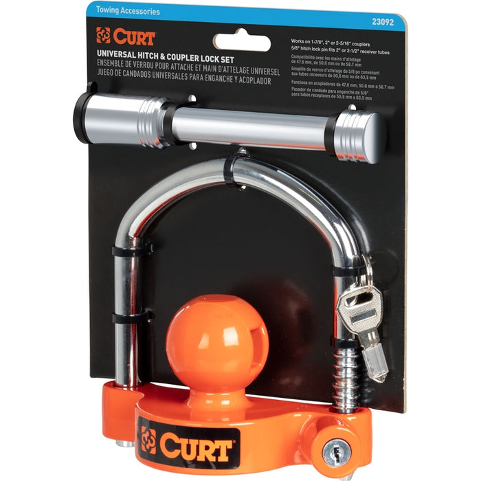 CURT Hitch & Coupler Lock Set, 2" or 2-1/2" Receivers, 1-7/8" to 2-5/16" Couplers Model 23092