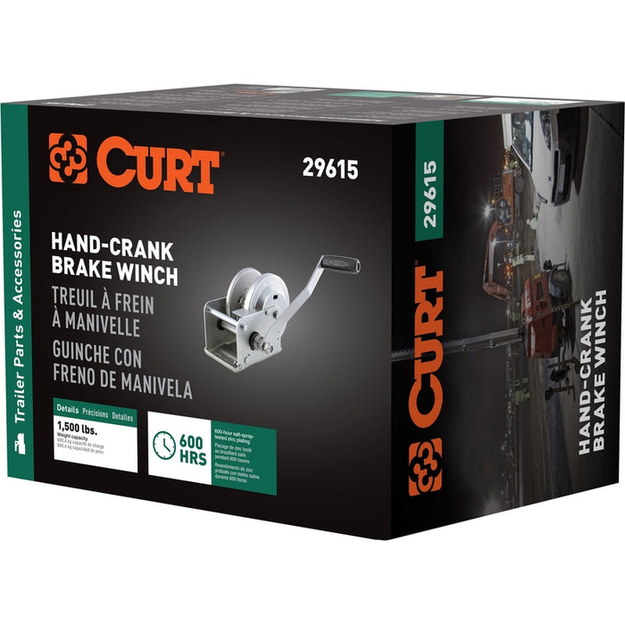 CURT Hand-Crank Brake Winch, 1,500 lbs, 5:1 Gear Ratio, 10.6" Handle Model 29615