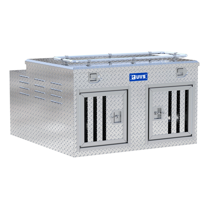 UWS Bright Aluminum 48" x 48" Double-Door Dog Box with Full Enclosure & Storage Model DB-4848N