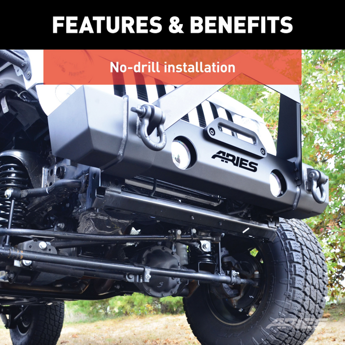 ARIES TrailCrusher Jeep Wrangler JK Steel Front Bumper with Brush Guard, 12.5K Model 2186000