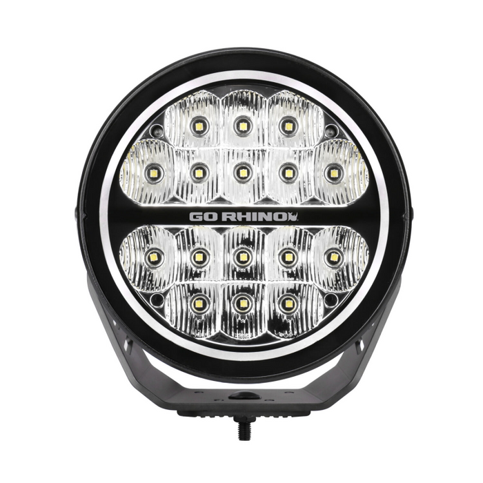 Go Rhino Blackout Series MAXROUND 7" LED Driving Light with Daytime Running Lights Model 750800711DRS