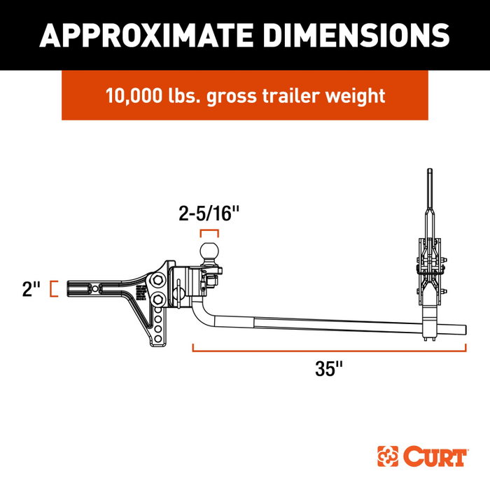 CURT TruTrack 2P Trailer-Mounted Weight Distribution Hitch, 8-10K Model 17510