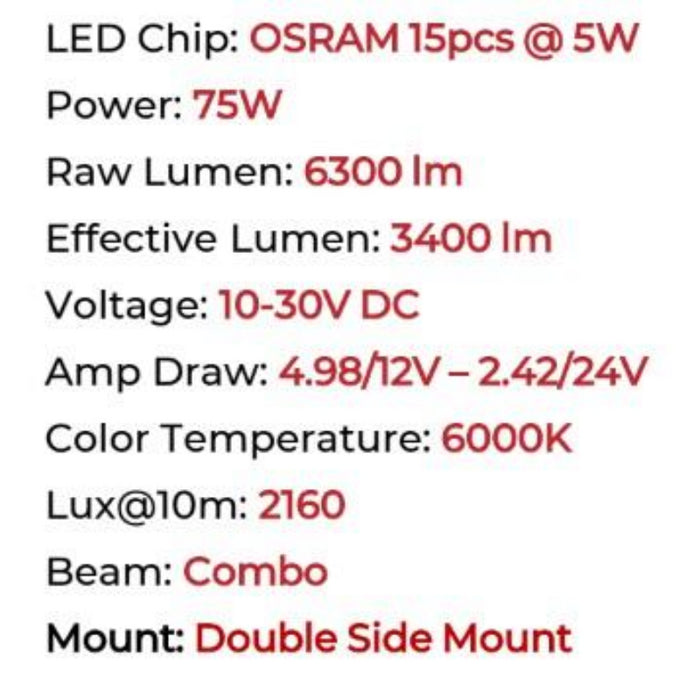 Go Rhino Blackout Series SINGLELINE 20" Single Row LED Light Bar w/Amber LEDs Model 751052012CSS