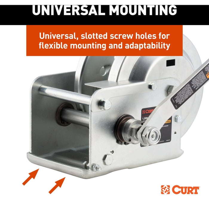 CURT Hand-Crank Brake Winch, 1,500 lbs, 5:1 Gear Ratio, 10.6" Handle Model 29615