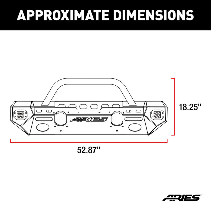 ARIES TrailChaser Jeep Wrangler JK Aluminum Front Bumper (Option 3) Model 2082058